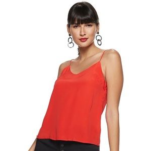 Nine West silk blend layering cami bright red side M